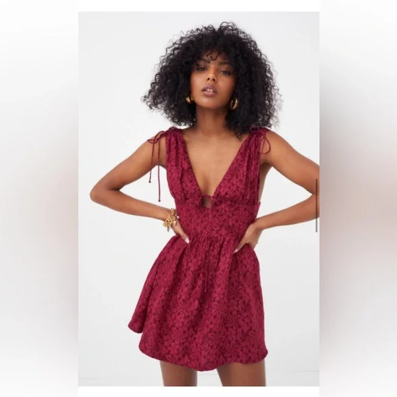 For Love and Lemons Janet Mini Dres Red XS